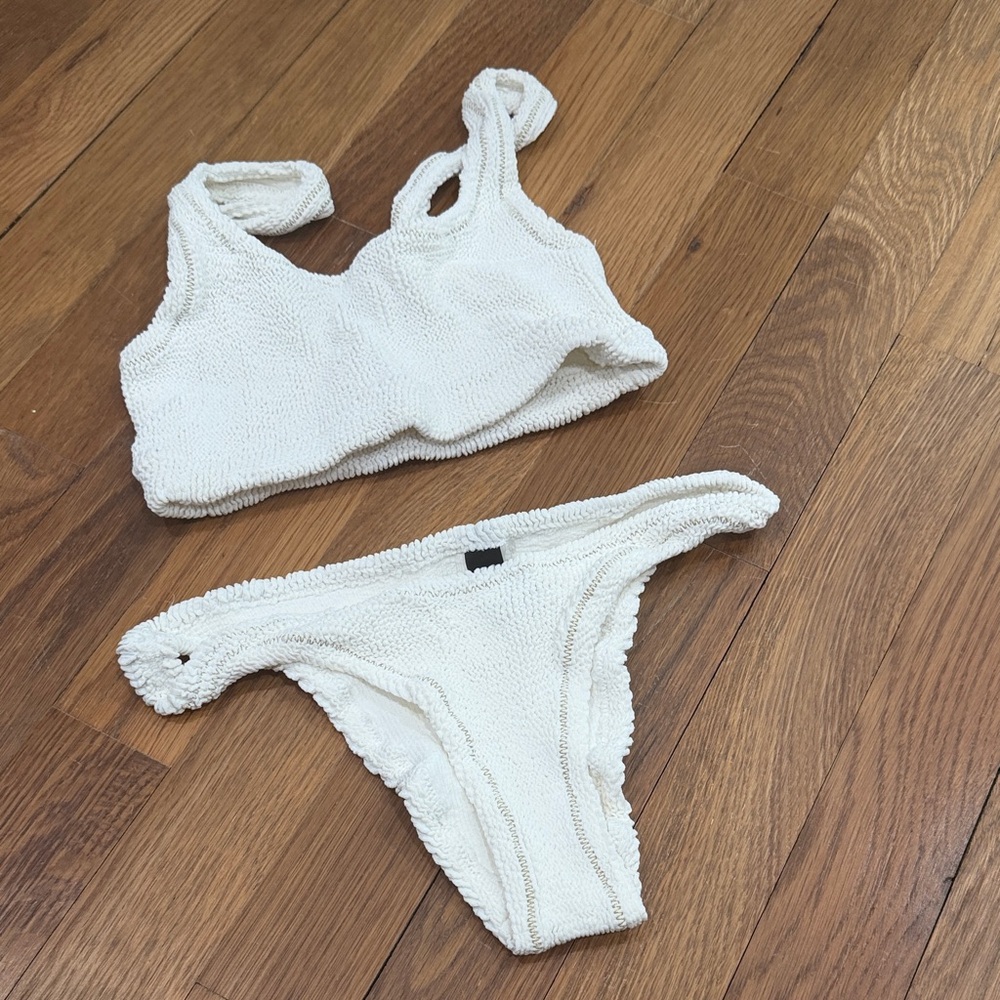 White Textured Bikini Set - Women Swim Bikinis